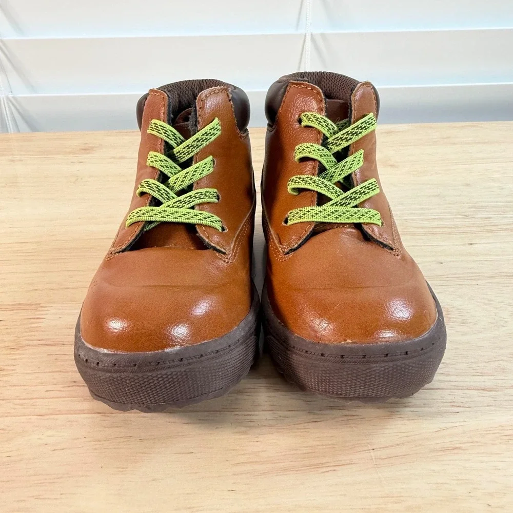 OshKosh B'gosh Larry Ankle Boots Kids Brown Leather Lace-Up Round Toe - 7M